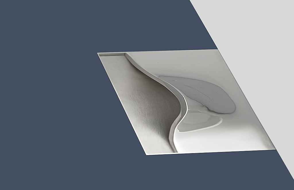 Rendering of integrated door handles in modern polished silver finish.