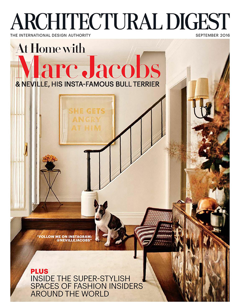 Architectural Digest cover story featuring Marc Jacobs New York City townhouse with H. Theophile hardware.